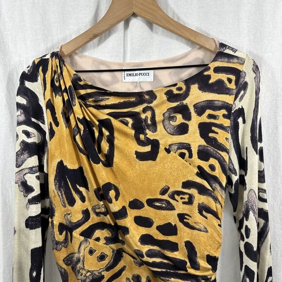 Emilio Pucci Long Sleeve Dress in Black and Gold - Picture 4 of 12